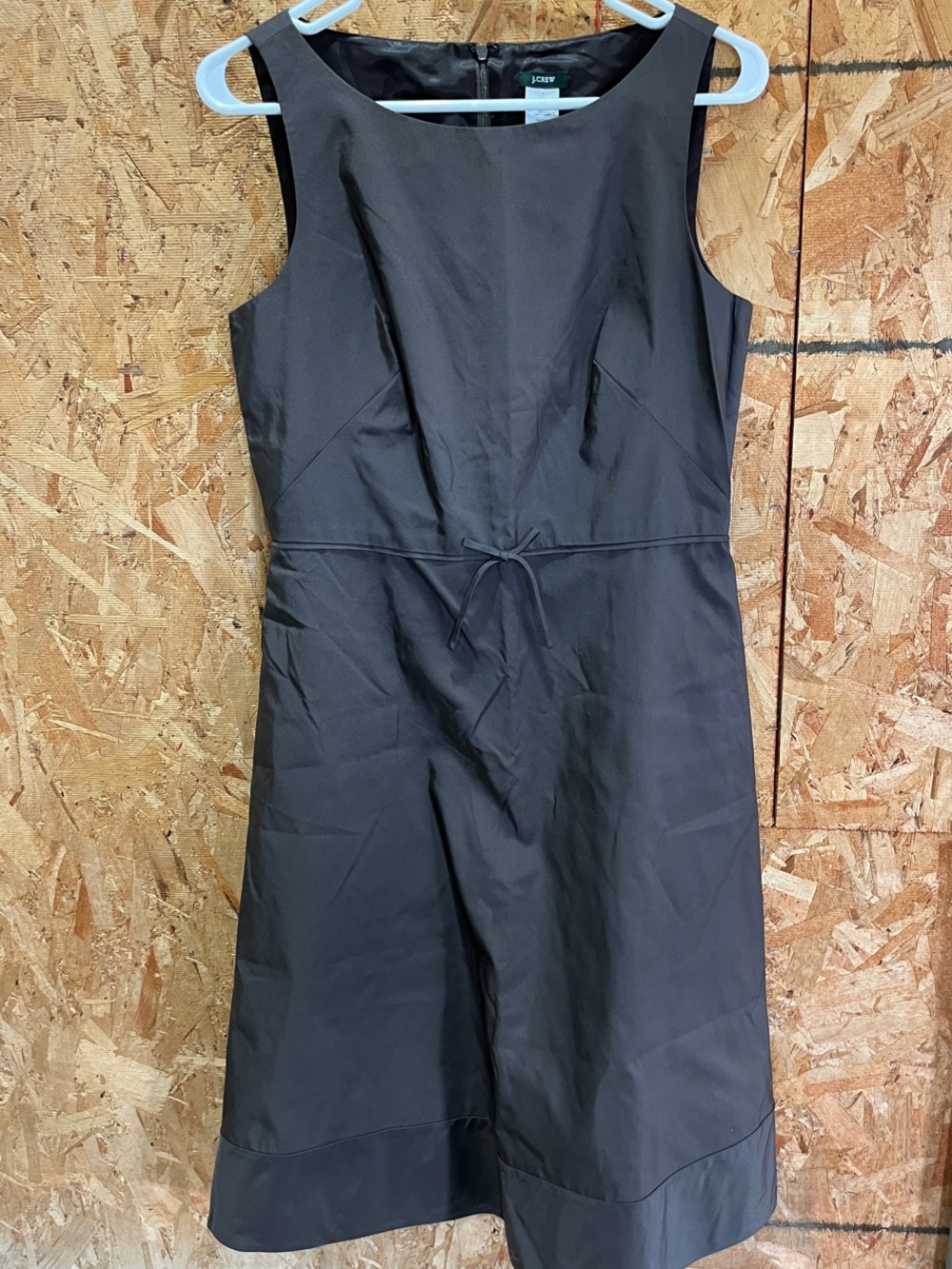 J. Crew Dark Brown Sleeveless Midi Dress with Waist Tie